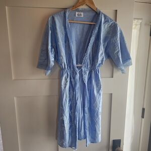 VTG Ballet Elegant Blue Lace Trim Chemise Robe Size Small
